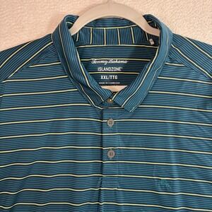 Tommy Bahama Island Zone Golf Polo Shirt Men 2XL Green Breathable Stretch Stripe
